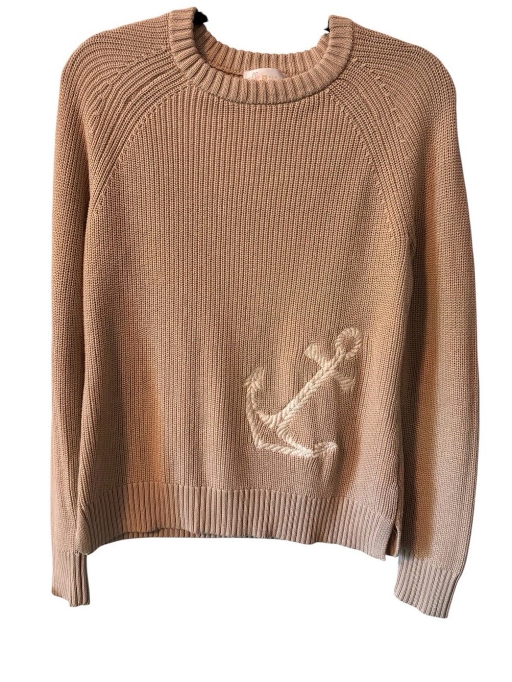 Belle by Kim Gravel Women’s Size XS Beige Embroidered Shaker Knit Sweater